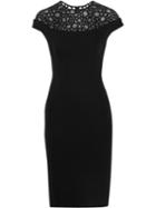 Romwe Black Round Neck Short Sleeve Hollow Bodycon Dress