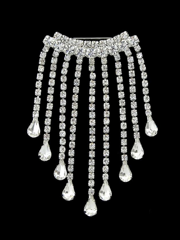 Romwe Flash Drill Dripping Tassel Brooch