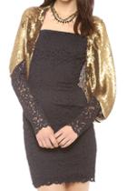 Romwe Sequined Batwing Sleeved Coat