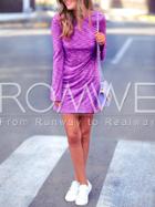 Romwe Rose Red Backless Bell Sleeve Dress