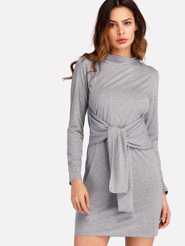 Romwe Knot Front Tee Dress