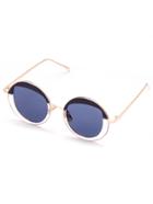 Romwe Black And Gold Frame Round Design Sunglasses