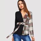 Romwe Cut And Sew D-ring Belted Coat