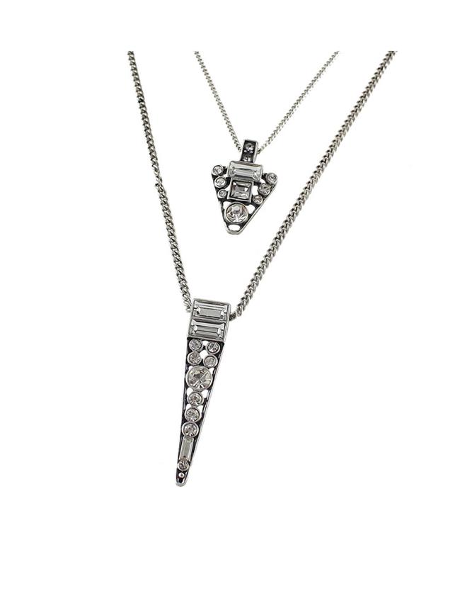 Romwe Double Layers Triangle Pendant Necklace