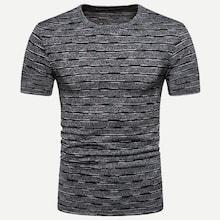 Romwe Guys Striped Cuffed Tee