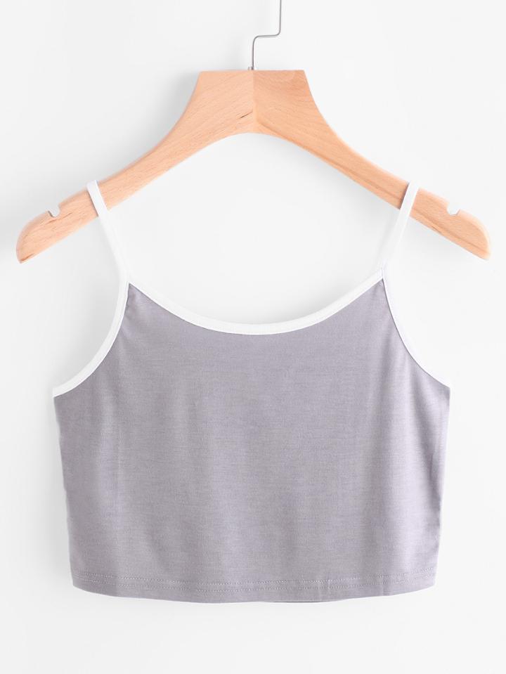 Romwe Contrast Trim Cami Top