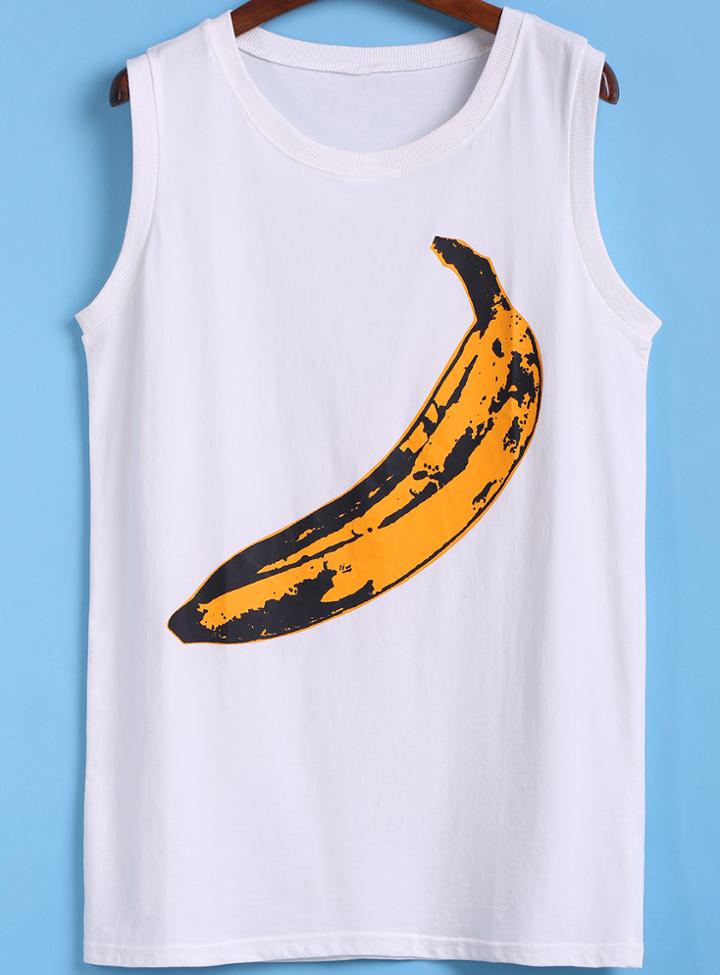 Romwe Banana Print Tank Top