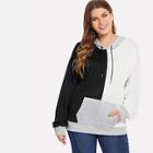 Romwe Plus Cut And Sew Hoodie