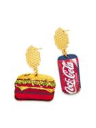 Romwe Coke Can & Hamburger Design Mismatched Earrings