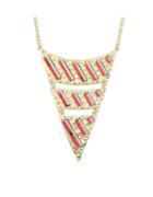Romwe Red Triangle Pendant Necklace
