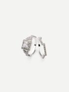 Romwe Silver Square Zircon Couple Rings