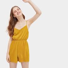 Romwe Knot Back Solid Cami Playsuit
