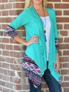 Romwe Waterfall Collar Aztec Print Coat