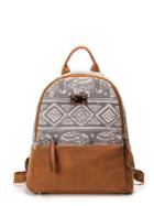 Romwe Geo Print Contrast Suede Canvas Backpack