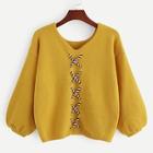 Romwe Bishop Sleeve Lace-up Sweater
