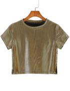Romwe Vertical Striped Crop T-shirt