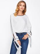 Romwe Slit Tied Cuff Tipping Detail Blouse