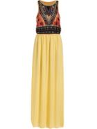 Romwe Yellow Sleeveless Sunflower Print Chiffon Dress