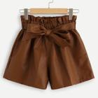 Romwe Knot Front Solid Shorts