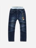 Romwe Patch Detail Embroidery Jeans