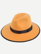 Romwe Khaki Bow Trim Large Brimmed Hat