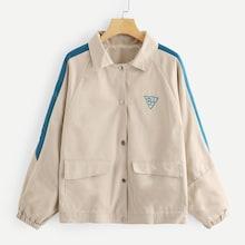 Romwe Bishop Sleeve Letter Print Outerwear