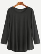 Romwe Black Open Back T-shirt With Buttons