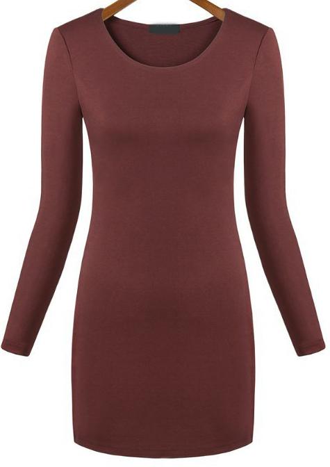 Romwe Red Round Neck Slim Bodycon Dress