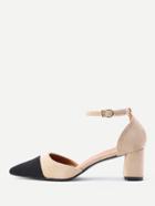 Romwe Point Toe Ankle Strap Heeled Shoes