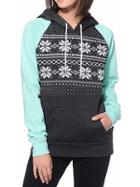 Romwe Hooded Raglan Sleeve Snowflake Print Sweatshirt