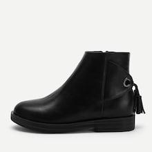 Romwe Tassel Detail Zipper Side Boots