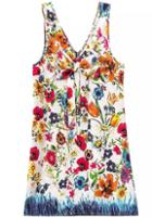 Romwe Multicolor V Neck Sleeveless Floral Dress