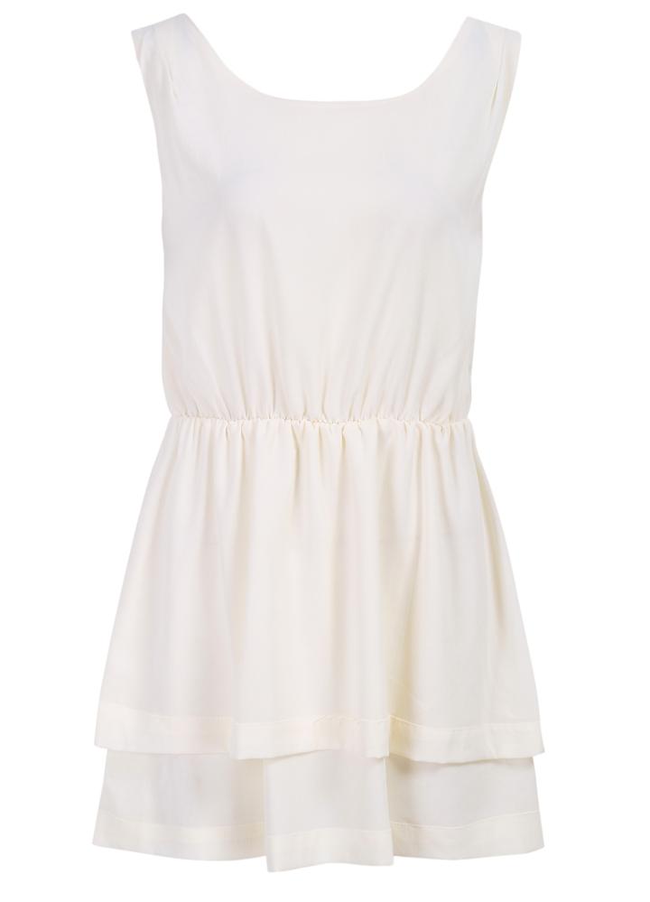 Romwe Round Neck Sleeveless Double Layels Chiffon Dress