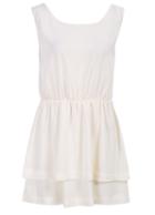 Romwe Round Neck Sleeveless Double Layels Chiffon Dress