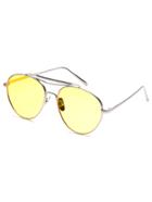 Romwe Yellow Aviator Sunglasses With Brow Bar