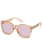 Romwe Orange Clear Frame Pink Lens Sunglasses