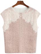 Romwe Contrast Lace Pink Tank Top