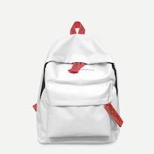 Romwe Slogan Detail Pocket Front Backpack