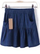 Romwe Elastic Waist Pleated Skirt Shorts