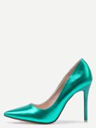 Romwe Green Pointed Toe Stiletto Heels