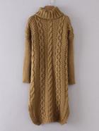 Romwe Cable-knit Turtleneck Sweater Dress