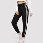 Romwe Lettering Tape Side Sweatpants