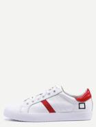 Romwe Round Toe Lace-up Red Trim Sneakers