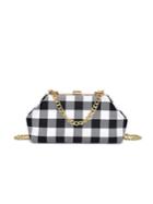 Romwe Check Plaid Canvas Chain Bag