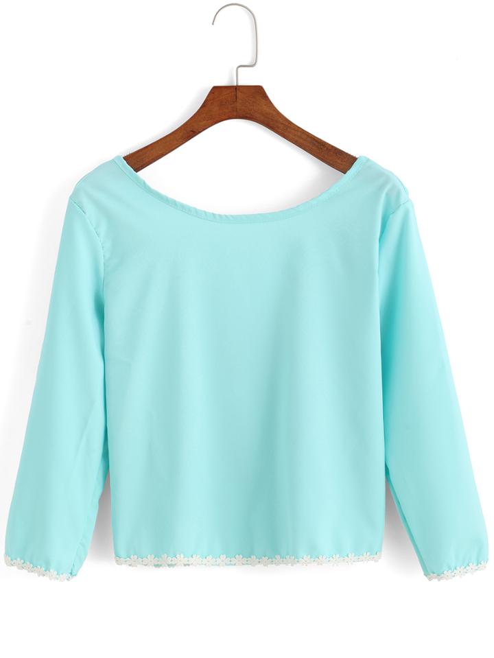 Romwe Criss Cross Back Crop Blouse