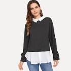 Romwe Knot Detail Collar Tunic Pullover