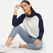 Romwe Two Tone Raglan Sleeve Hoodie