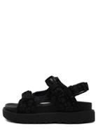Romwe Black Peep Toe Thick-soled Velcro Sandals