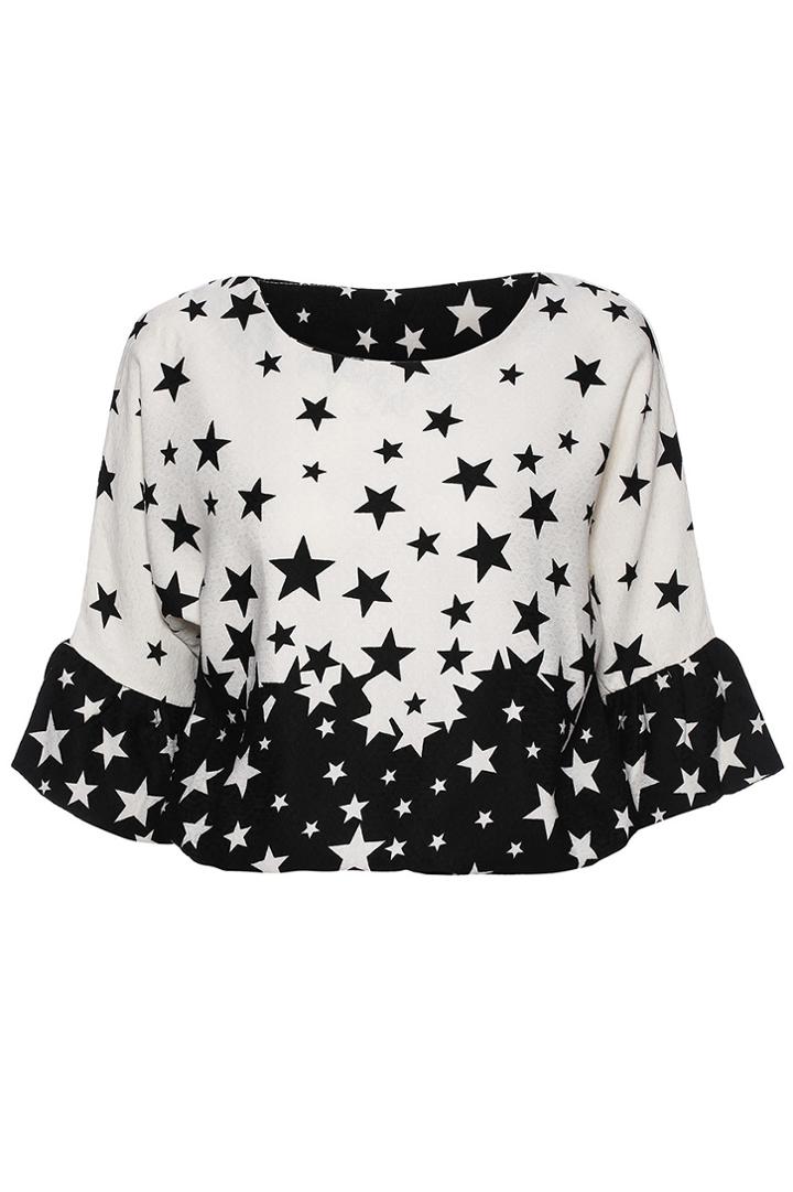 Romwe Star Print Black Sweatshirt