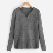 Romwe Plus Solid V-neck Jumper